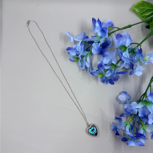 Sterling Silver Morpho Reversible Vintage Heart Pendant Necklace ULTRA UNIQUE - Picture 2 of 9